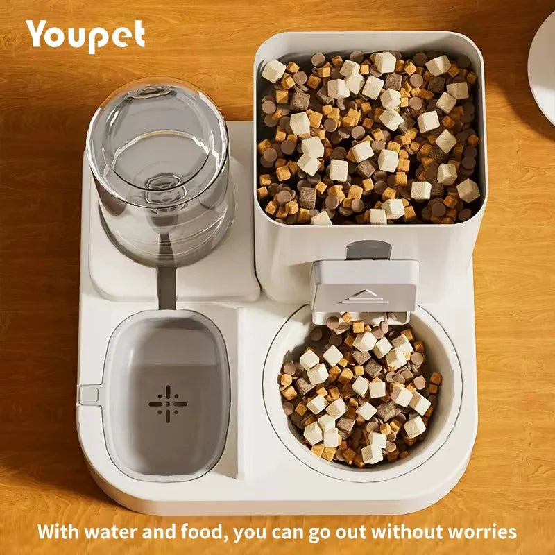 Automatic Feeder Dog Cat Food Bowl with Water Fountain Large Capacity Pet Food Storage Dispenser Container Puppy Pet Accessories